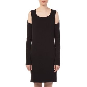 Helmut Lang Sleeve Cutout Dress Cold Shoulder Shift Black 0 Nwt $540